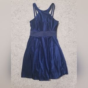 Jodi Kristopher Navy Blue Halter A-Line Dress (S)